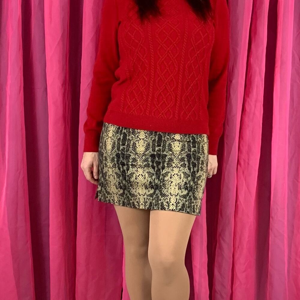 St Vincent brown faux snakeskin mini‎ skirt, size 4